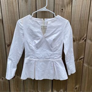 Schumacher White Cotton 3/4 Sleeve Peplum Top size 2